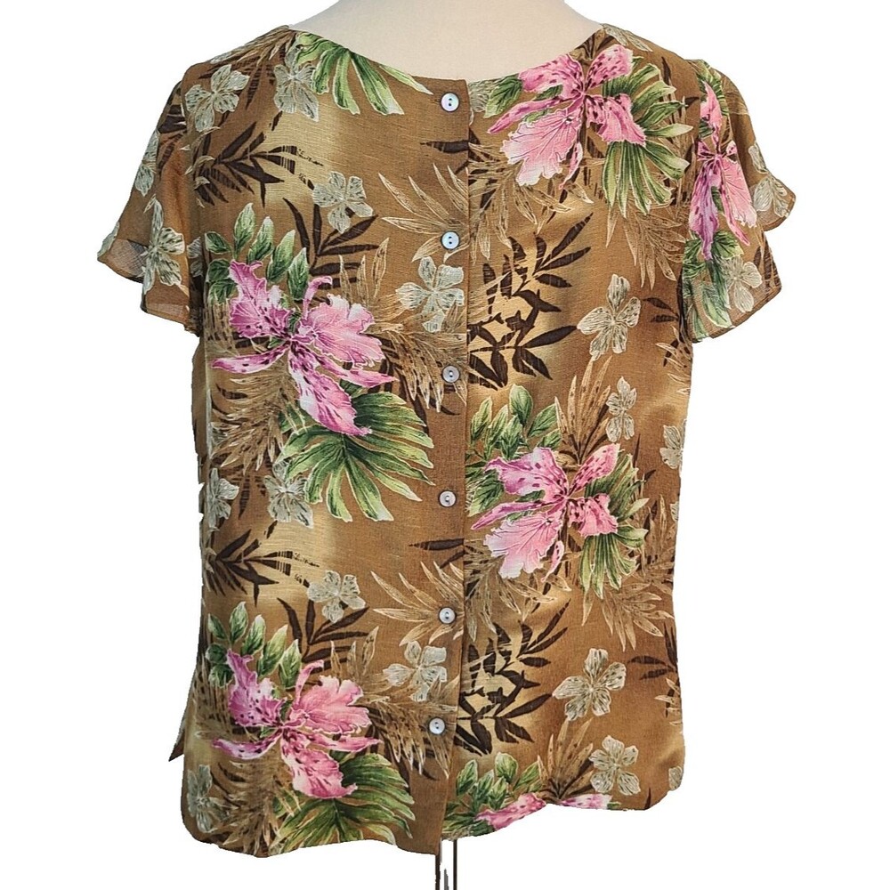 Charter Club Luxury Linen Silk Floral Lined Top 14W Sicilian Summer Tropical